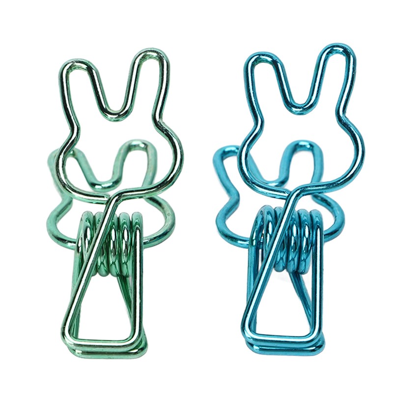 100 Pcs Cute Binder Clips Multipurpose Cartoon Rabbit Shape Blue