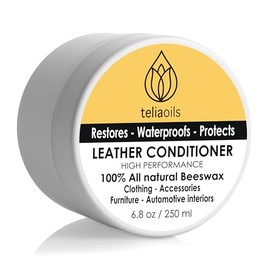 Teliaoils Leather Conditioner - Natural Clear Leather Repair Care Balm - Waterproofing Leather Salve Restorer, Softener & Protector - for Upholstery, Furniture, Shoes, Sofa & More (250 ml)