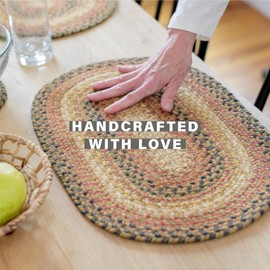 Homespice Russet Jute Braided Oval Placemats, Warm Country Decor, Set of 6, 13x19 Multicolor Table Mats - Vibrant Colors, Durable, Easy to Clean and Protects Furniture