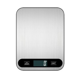 vaolmlop Kitchen Scale, Digital 10 kg with Large LCD Display, Multifunctional Food Scale, Letter Scales with Large Stainless Steel Weighing Surface, High Precision Up to 1 g, Silver