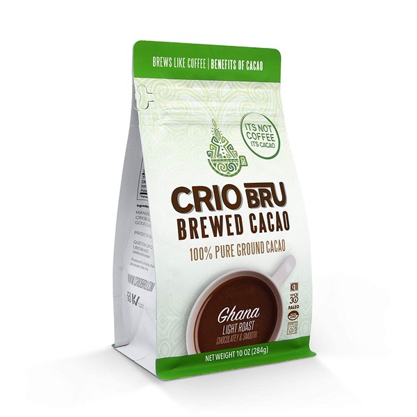 Crio Bru Ghana Light Roast 10oz Bag | Natural Healthy Brewed Cacao Drink | Great Substitute to Herbal Tea and Coffee | 99% Caffeine Free Gluten Free Whole-30 Low Calorie Honest Energy