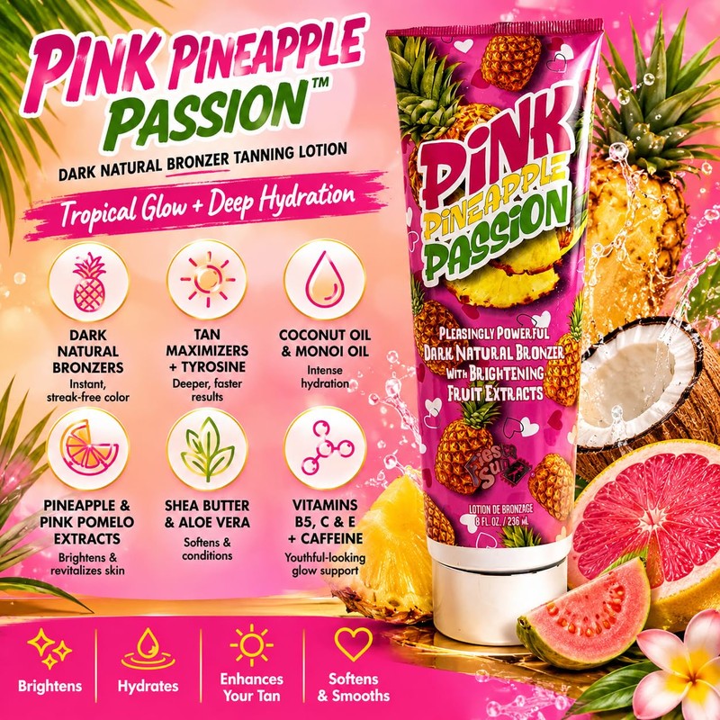 Fiesta Sun Pink Pineapple Passion Dark Natural Bronzer Tanning Lotion