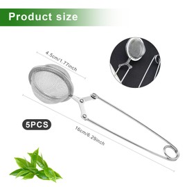 Wekuw Tea Strainer, Pack of 5 Tea Tongs in Ball Shape, Tea Strainer for Cup, Tea Strainer for Loose Tea, Tea Strainer Stainless Steel, Spice Strainer for Cooking, Perfect for Tea Lovers and Kitchen