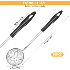 10 Pcs Kitchen Spider Strainer Spoon, Fine Mesh Skimmer