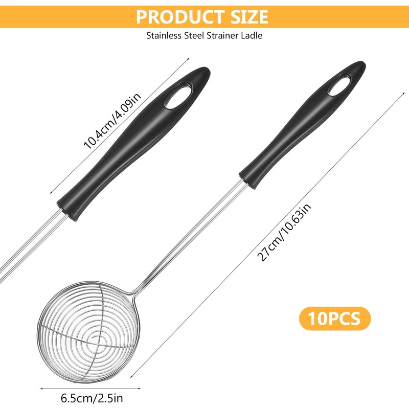 10 Pcs Kitchen Spider Strainer Spoon, Fine Mesh Skimmer