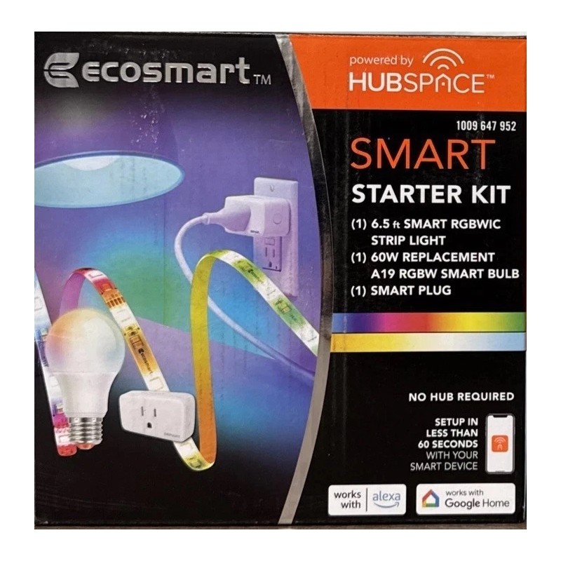 Ecosmart Hubspace Starter Kit 6.5" RGBWIC strip light, A19 Bulb,