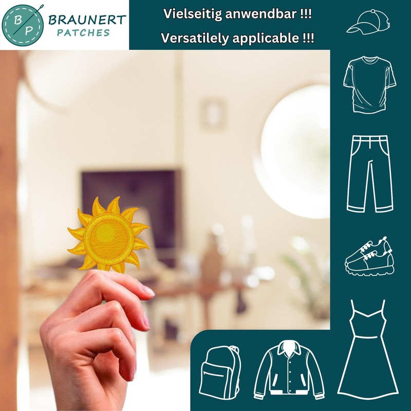 Sun Yellow Iron-On or Sew On Patch for Clothes Embroidered