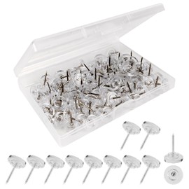 50 Pcs Clear Push Pins, Flat Thumb Tacks, Pushpins for Cork Board, Bulletin Board, Wall Hanging (Clear, 50)