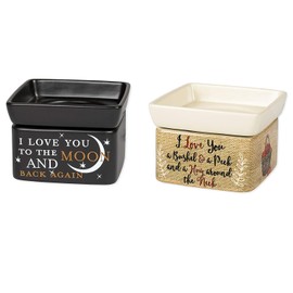 2 Pc Set Love You to The Moon and Back, Love You Bushel and a Peck Ceramic Stone 2-in-1 Tart Oil Wax Candle Warmers