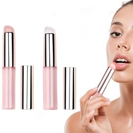 2 Pcs Silicone Lip Brush Lip Round Head Lip Brushes Applicator Lipstick Makeup Brush Concealer Brush Facial Makeup Brush with Cap for Lipstick Lip Gloss Lip Balm Concealer