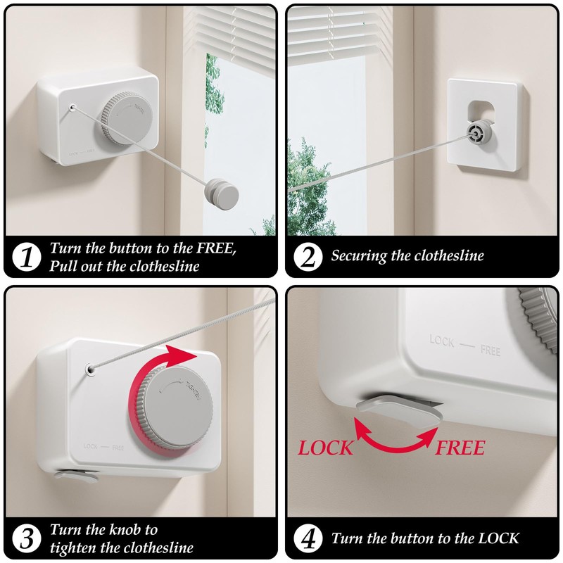 Danpoo Clothes Line Retracting Indoor Clothes Drying Line for Laundry