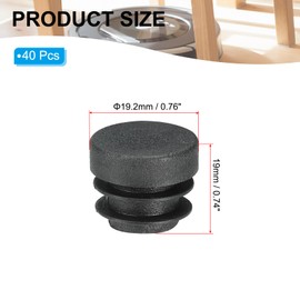PATIKIL Round Plastic Hole Plugs 3/4inch, 40 Pack Pipe Tubing End Cap for Round Metal Tubing Furniture Chair Leg Fence Post Pipe, Black