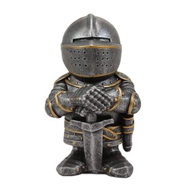 Lrxinki Garden Gnome Knight Guard Garden Gnome Ornaments, 13 cm Tall Outdoor Medieval Crusader Knight Suit Statue Waterproof Resin Ornament, for Yard Lawn Garden Decorations (002)
