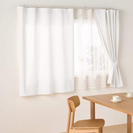 MUJI 84759451 Cotton Washed Plain Weave Non Pleated Curtain, Width 39.4 x Length 41.3 inches (100 x 105 cm), Off White
