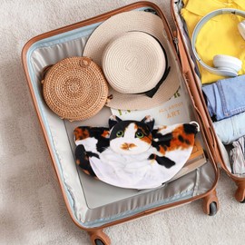 Cat Drawstring Makeup Bag,Flat Lay Make Up Bag,Portable Travel Cosmetic Bag Storage Organiser,Bag for Purse,Cat Gifts for Women/Girls/Cat Lovers