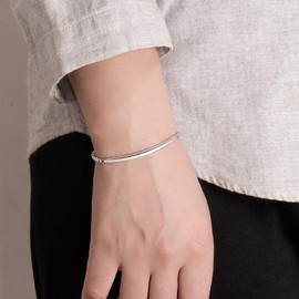 Dankadi 925 Sterling Silver Bracelet Men Women Glossy Rectangles Link 3MM Box Chain 6.3" 6.7" 7" 7.5" 8" 8.5" 9" Bangle Unisex Jewelry Gift (Rectangle Silver, 7.5 inches)