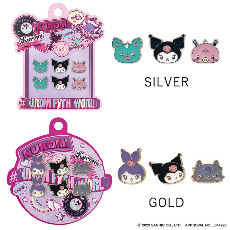 Shobido Kuromi Silver 463569 6 Silver Earrings Junior Series Sanrio