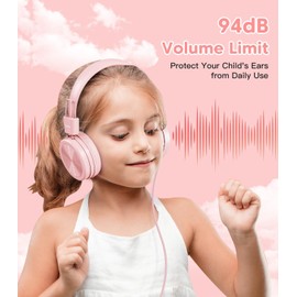 Cowyawn Auriculares para niños, Auriculares para niños con Limitador de Volumen Seguro de 94 dB, Auriculares Escolares con Cable para niños con diseño Ajustable y Flexible para niños y niñas (Azul)