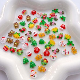12 Grid Christmas Nail Charms 3D Nail Art Craft Resin Charms Santa Claus Snowman Reindeer Bell Cute Nail Design Xmas Acrylic Nail Art Charms Decorations for Women Manicure DIY Accessories Supplies