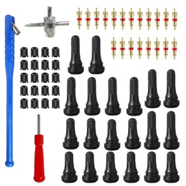 HUAZIZ Tyre Valve Remover, Tyre Repair Valve Tools Set, 20 x Valve Core, 20 x Tyre Valve Caps, 4-in-1 Repair Tool, 1 x Single Head Valve Remover, 1 x Valve Retractor Lever 10 x TR412