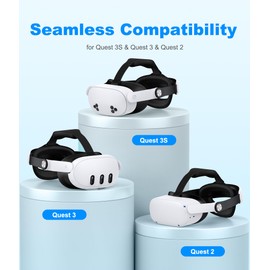 NinjajoyOX Head Strap for Meta Quest 3S/Quest 3/Quest 2, Adjustable Elite Strap Replacement for Enhanced Comfort Support for VR Headsets with Head Soft Cushions