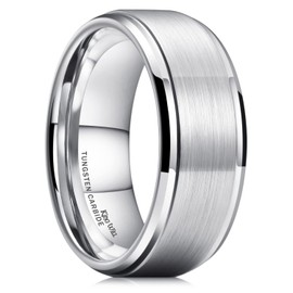 King Will 9mm Classic Wedding Ring For Men Brushed Matte Surface with Polished Step Edge Design Comfort Fit 10.5