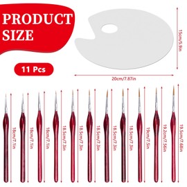 Roucerlin 11 Pieces Miniature Paint Brushes Set, Mini Small Paint Brush with Oval Palette, Fine Detailing Brush Set for Oil Watercolor Acrylic Painting Art Model Craft Supplies (Red)