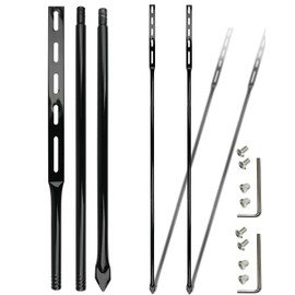 Heavy Duty Metal Sign Stakes with Mounting Hardware, Black Steel, 52 Inch Length, Ground Post for Yard Signs, 2 Pack