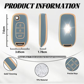 TOOMUME Key Case TPU Car Key Case Suitable for Renault Kangoo 3 Twingo 3 Megane 4 Trafic 4 Clio 5 Captur Dacia Sandero Stepway Duster, Key Cover Protection Key Case - Flip Key