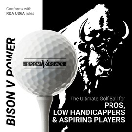 Trust Golf Ball Bison V Power–Designed for Professionals and Low Handicappers, Maximum Distance, Stopping Power, Soft Feel, Straight Flight, Urethane Cover for Ultimate Control (White-12 Balls)