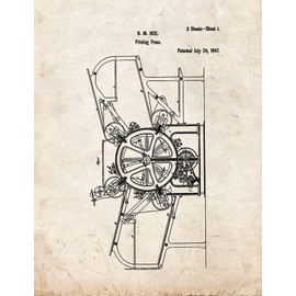 Printing Press Patent Print Old Look (24" x 36") M10393
