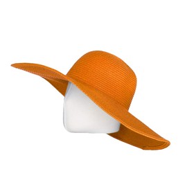 WITHMOONS Orange Straw Hats for Women Floppy Sun Hats Beach Wide Brim Oversized UPF 50 with Strap Summer Roll Up SZ90045 (Orange)