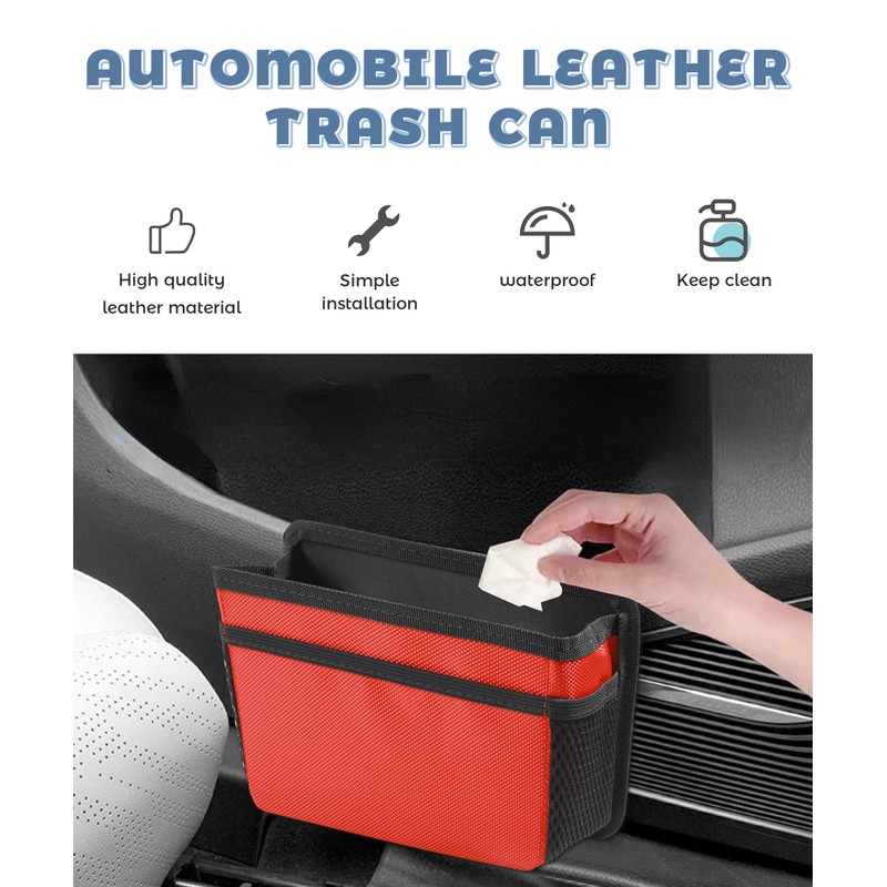 UNLRAE Car Trash Can,Hanging Car Trash Bin,Foldable Multifunctional Vehicle Garbage