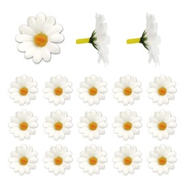 100 pieces white daisy fake flower, artificial flower heads, artificial sunflower heads, artificial flowers, mini white daisy flower heads, for flower decorations