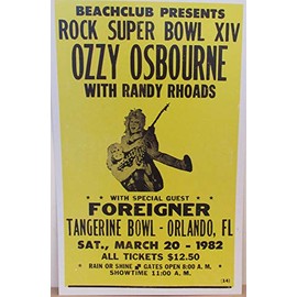 Vintage Ozzy Osbourne Concert Poster RANDY RHOADS, 1982 Tour FOREIGNER ORLANDO