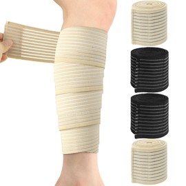 Elastic Calf Compression Bandage Sleeve,4PCS Leg Compression Sleeve High Elastic,Anti-Slip Adjustable Supports for Knee Wrist Bandage Ankle Brace for Running Squat Unisex,Sports,Fitness and Running