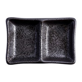 Dual Dipping Bowls Ceramic Dual Soy Sauce Dish 5.25 Inch Japanese Style Sushi Sauce Cups Divided Salsa Bowls 2 Compartments Appetizer Serving Tray Dipping Plates for Kitchen (48Pack, Dark Brown)