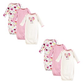 Touched by Nature Unisex Baby Organic Cotton Gowns Berry Branch 6-Piece, 0-6 Months