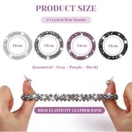 CharmBurst 4 Stück Strass Haargummis Elastische Pferdeschwanz Halter Glitzernde Kristall Haarschmuck Perlen Set Haarbänder Damen Und Mädchen