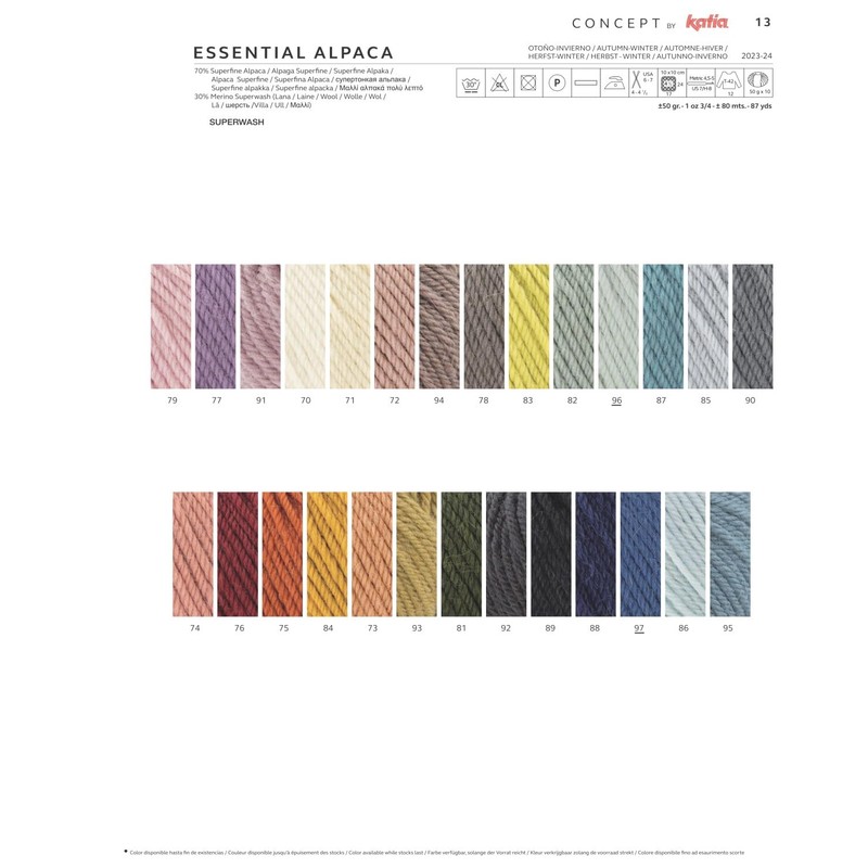 Lanas Katia Essential Alpaca Knitting Yarn White Code 70