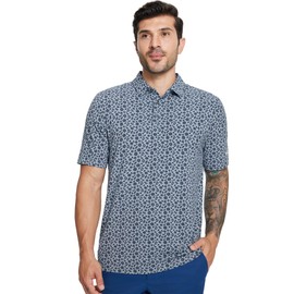 MICHEL ROUEN Mens Golf Shirts Dry Fit Lightweight Performance Business Melange Stylish Print Polo Shirts for Men