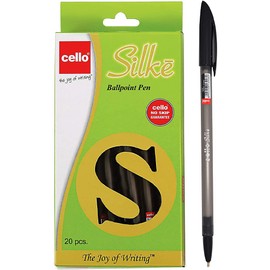 Cello Slike Black Pens Ballpoint Pen Fine Point Stick Ball Pen - (0.7 mm) Black Biro Pen | Pack of 20