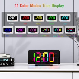 CHEREEKI Alarm Clock, Alarm Clocks Bedside Mains Powered with Night Light RGB, USB C Charging Port, Dual Alarms and 3 Alarm Modes for Heavy Sleepers, Kids, Teens, Elder(Adapter Included)