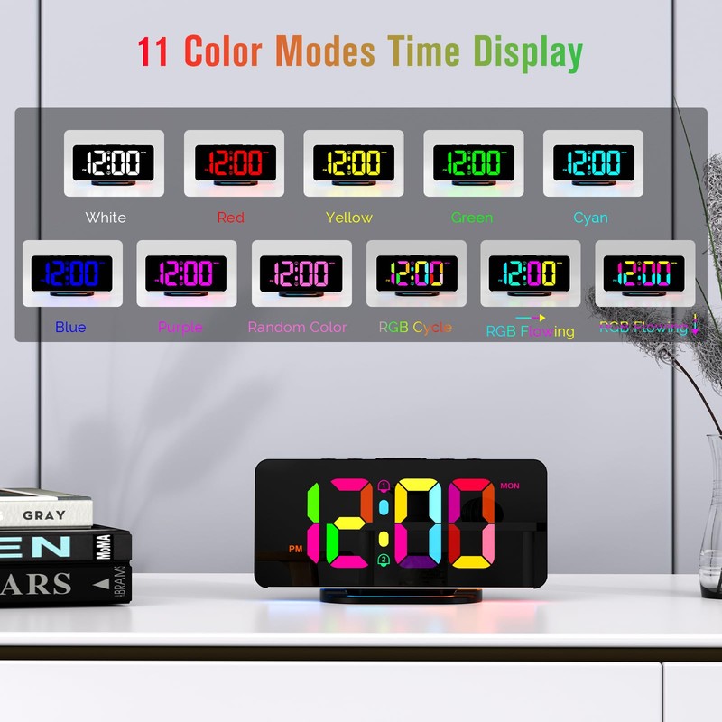 CHEREEKI Alarm Clock, Alarm Clocks Bedside Mains Powered with Night