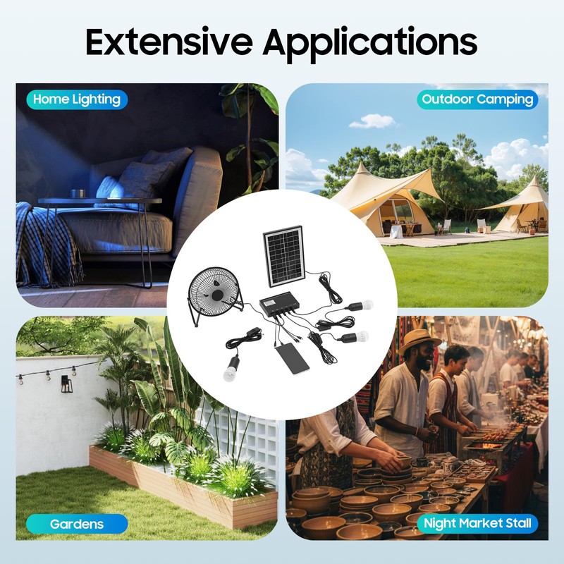 JUOPTGJ Solar Power Camping Fan with Lights, Solar Power Panel