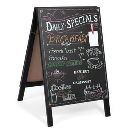 Ilyapa 24x40 inch Double-Sided Frameless Black Wood Chalkboard Sign | Menu Board, Wedding Sign, Restaurant Sign