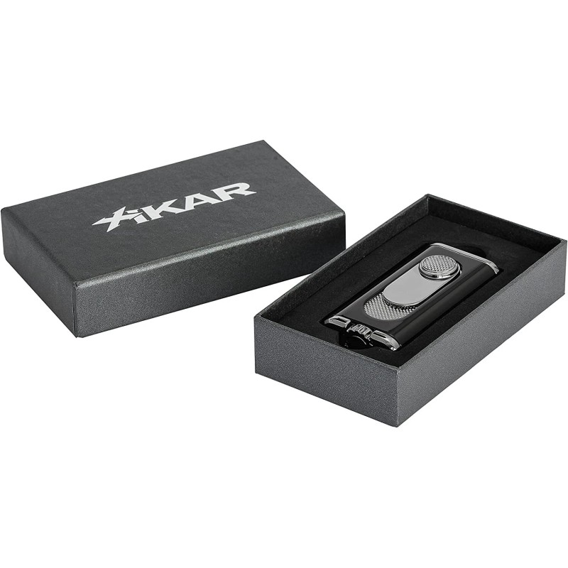Xikar Verano Flat Flame Cigar Lighter, Elegant, Black, Lifetime Warranty