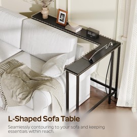 YATINEY Narrow Console Table with Outlets, 70.9" Sofa Table Narrow Long, L Shaped Behind Couch Entryway Table with Charging Station, for Living Room, Hallway, 3 Assembly Options, Black CT07UBB