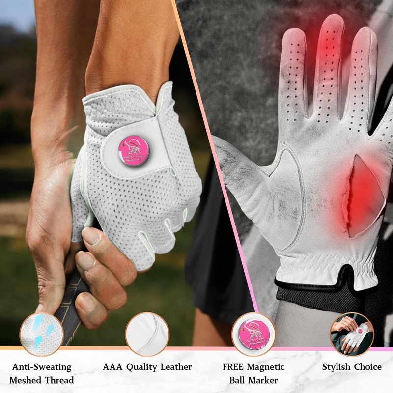 Caddy Classic Ladies Golf Glove Women | Half Finger Mesh