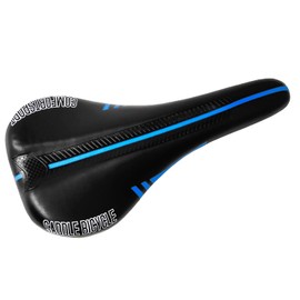 Montegrappa Eco Leather Saddle with Foam/Gel Inner for Trekking Cross MTB Road Bike, Black Blue